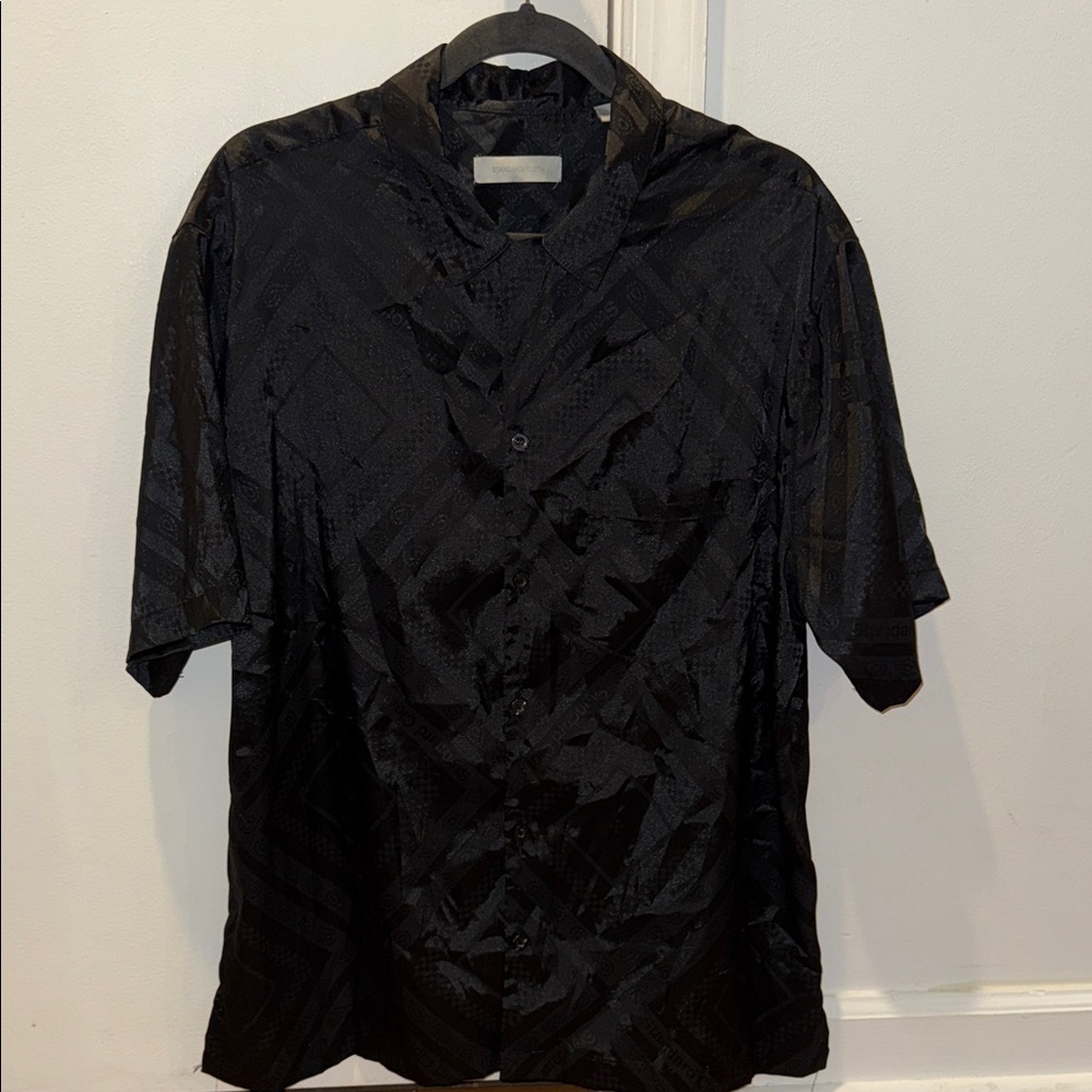 Mens Satin Button-Up Shirt
